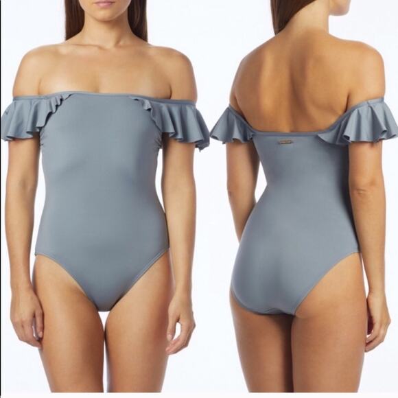 VINCE CAMUTO Ruffle Bandeau One Piece Convertible Swimsuit - Picture 1 of 4